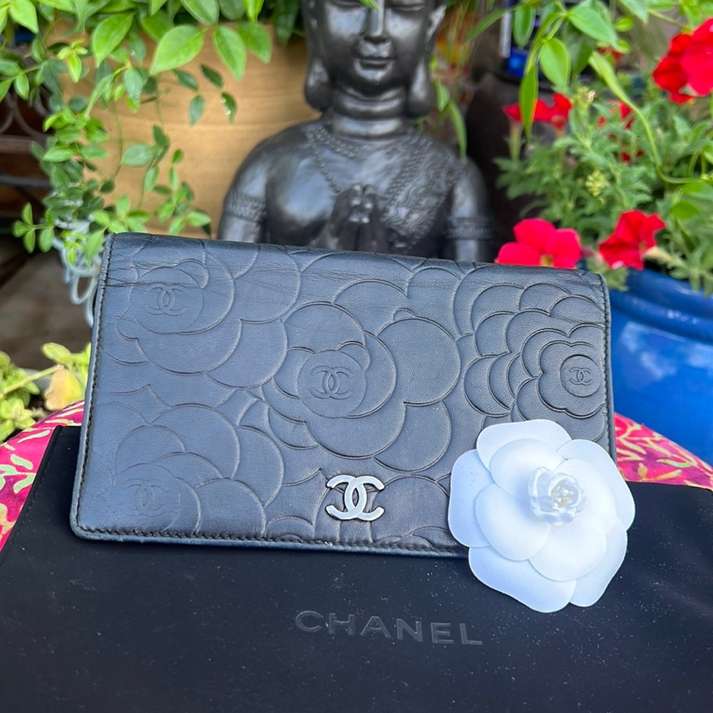 Chanel Camellia Floral Lamb Skin Wallet